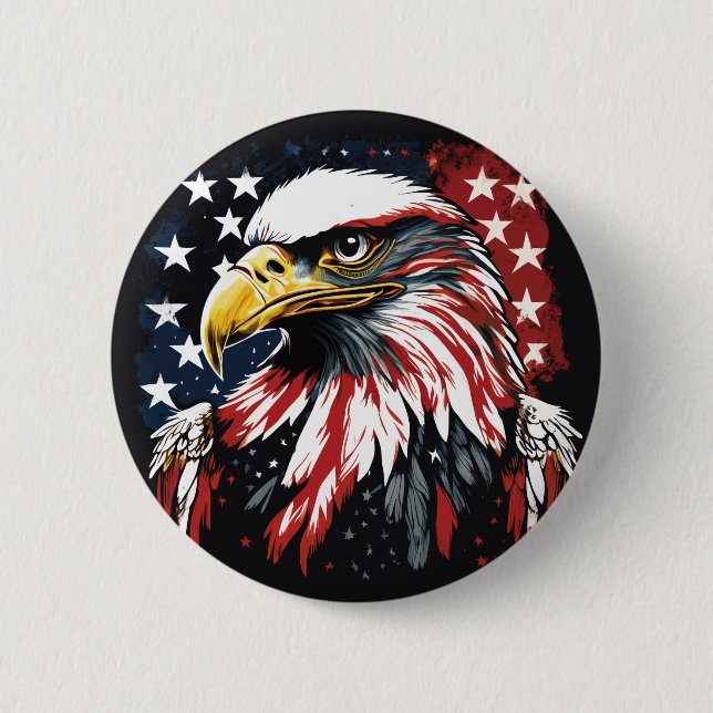 Badge Rond 5 Cm L'aigle majestueux de l'Amérique (Devant)