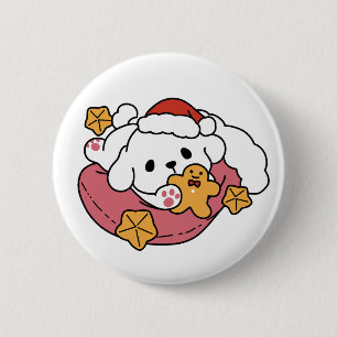 Badge Rond 5 Cm Laisser la joie des fêtes - Noël de chien mignon