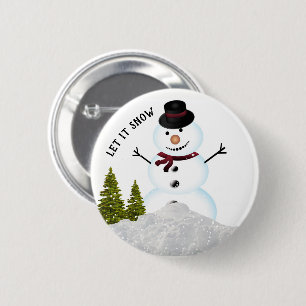 Badge Rond 5 Cm Laisser neiger hiver Snowman