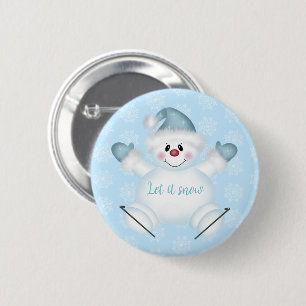 Badge Rond 5 Cm Laisser neiger Snowman