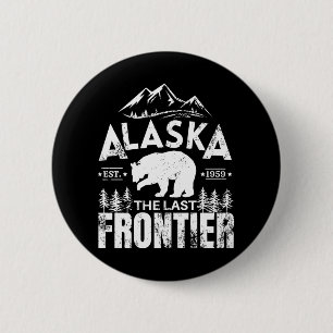 Badge Rond 5 Cm L'Alaska La Dernière Frontière