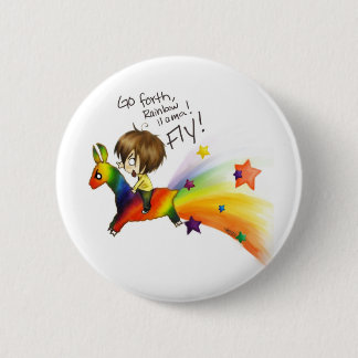 Badge Rond 5 Cm Lama d'arc-en-ciel
