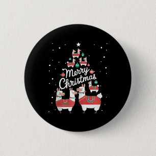 Badge Rond 5 Cm Lama Xmas Tree Llamas Christmas Tree
