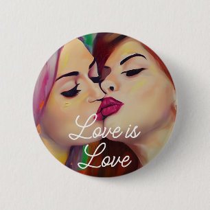 Badge Rond 5 Cm L'amour c'est l'amour Deux femmes s'embrassant