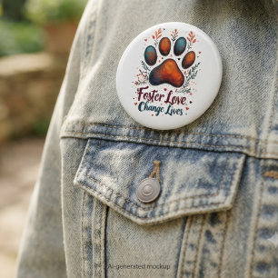 Badge Rond 5 Cm L'amour de familles d'accueil de sauvetage animal