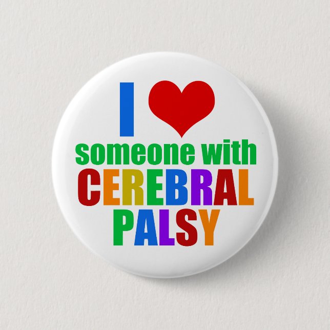 Badge Rond 5 Cm L'amour de la paralysie cérébrale (Devant)