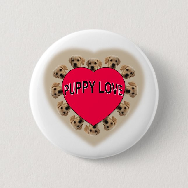 Badge Rond 5 Cm L'amour des chiots (Devant)