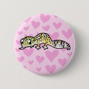 Badge Rond 5 Cm L'amour des geckos léopard