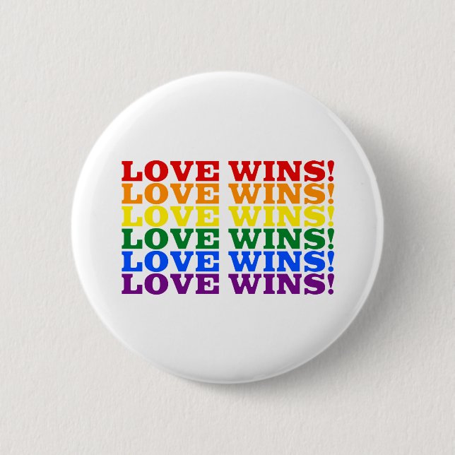 Badge Rond 5 Cm L'amour gagne arc-en-ciel (Devant)