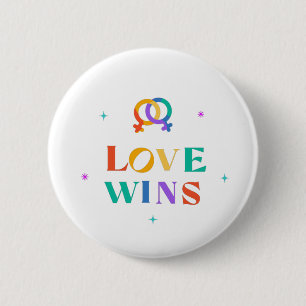 Badge Rond 5 Cm L'amour gagne Rainbow