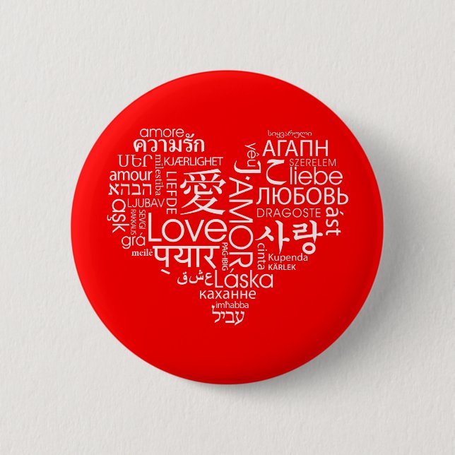 Badge Rond 5 Cm Langues de coeur de l'amour (Devant)