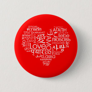 Badge Rond 5 Cm Langues de coeur de l'amour