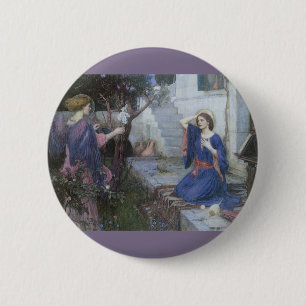 Badge Rond 5 Cm L'Annonciation par John William Waterhouse