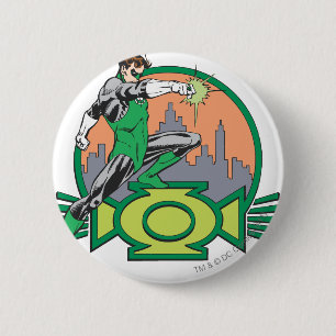 Badge Rond 5 Cm Lanterne et paysage urbain verts