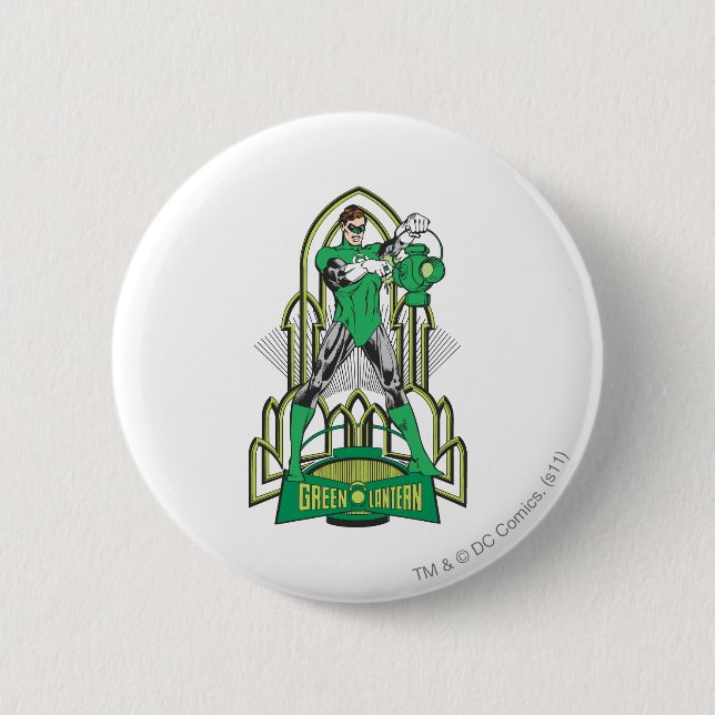 Badge Rond 5 Cm Lanterne verte avec des lettres (Devant)