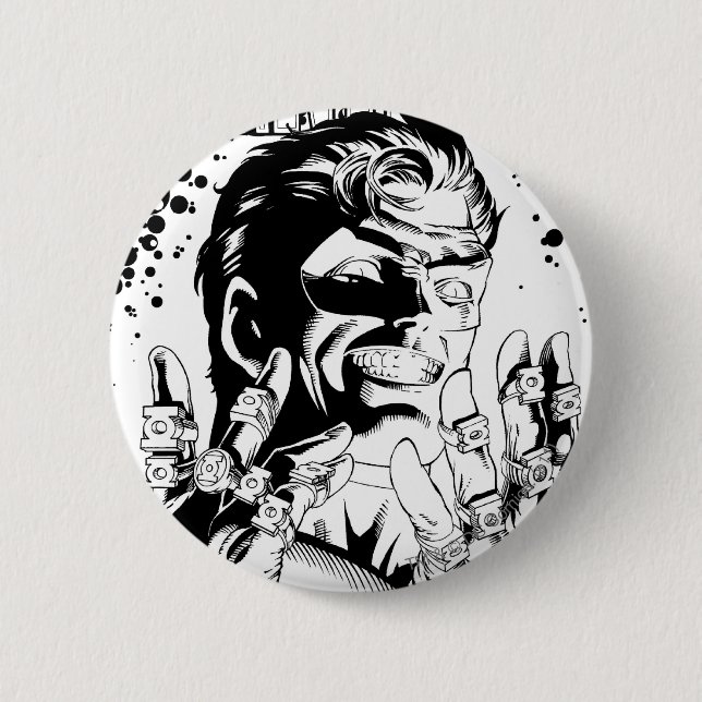 Badge Rond 5 Cm Lanterne verte - beaucoup d'anneaux, noirs et (Devant)