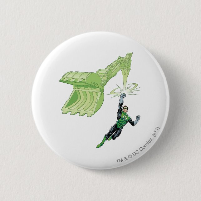 Badge Rond 5 Cm Lanterne verte - comique, avec la machine (Devant)
