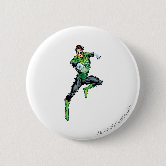 Badge Rond 5 Cm Lanterne verte - comique, sautant (Devant)