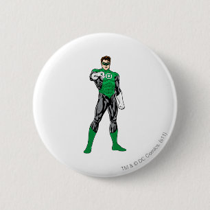 Badge Rond 5 Cm Lanterne verte - entièrement rendue, se tenant