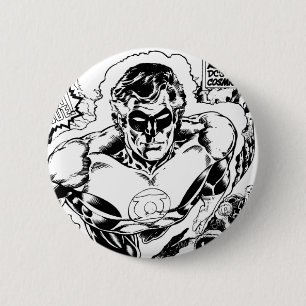 Badge Rond 5 Cm Lanternes vertes volantes, noires et blanches