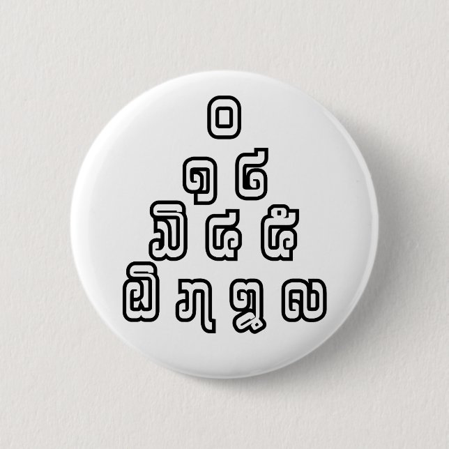 Badge Rond 5 Cm Laos / Laos Numéros Pyramid Laotien Script (Devant)