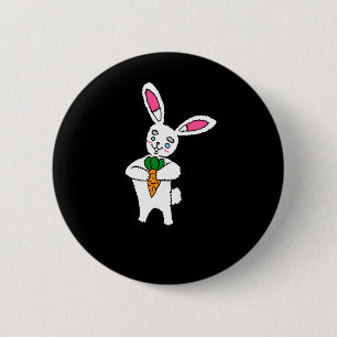 Badge Rond 5 Cm Lapin avec bouton de carotte