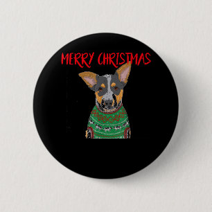 Badge Rond 5 Cm Lapin Avec Chandail Noël Noël Lapin Noël