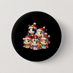 Badge Rond 5 Cm Lapin Bunnies Noël Vacances Mignonne Animal Chris