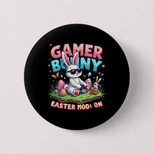 Badge Rond 5 Cm Lapin de gamer drôle de Pâques Mod sur cadeau de j