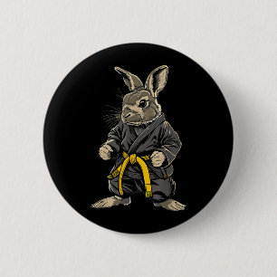 Badge Rond 5 Cm Lapin de Judo Bunny Nature Kickboxing Taekwondo