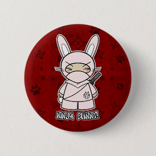Badge Rond 5 Cm Lapin de Ninja ! Dans le bouton rouge