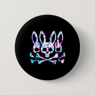 Badge Rond 5 Cm Lapin de Pâques drôle Rétro Tie Dye Lapin Crâne Cr