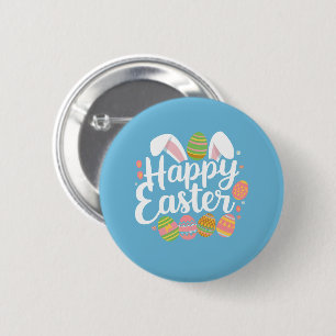 Badge Rond 5 Cm Lapin de Pâques Joyeuses Vacances de Pâques