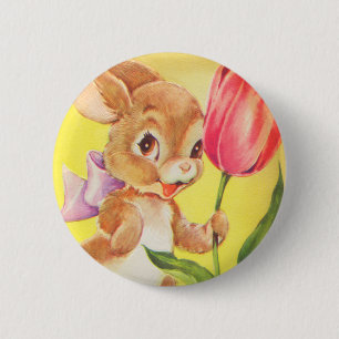 Badge Rond 5 Cm Lapin de Pâques mignon