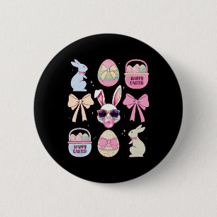 Badge Rond 5 Cm Lapin de Pâques Rétro Cool Couleurs Vives Mignonne
