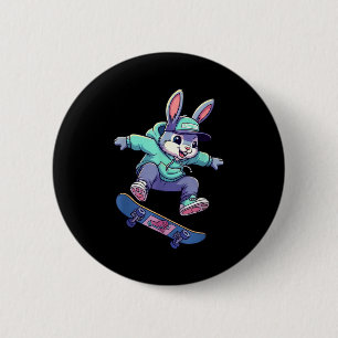 Badge Rond 5 Cm Lapin de skateboard cool lapin drôle de skate East