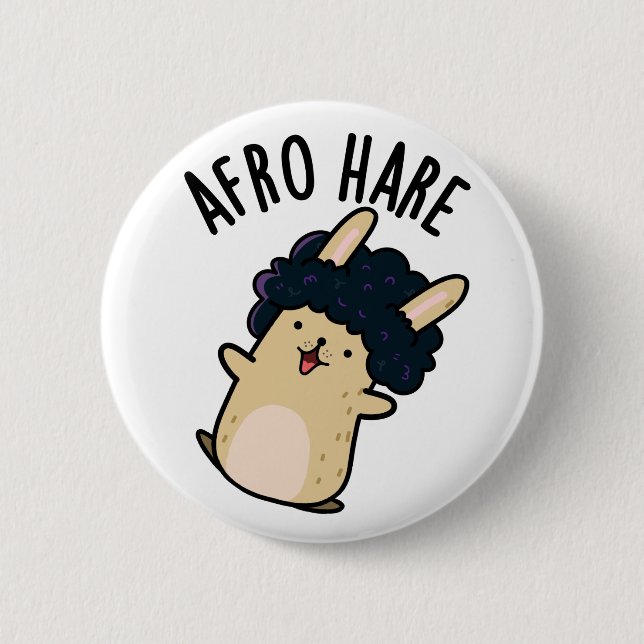Badge Rond 5 Cm Lapin Drôle De Lièvre Afro Avec Pun Afro (Devant)