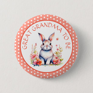 Badge Rond 5 Cm Lapin lapin en fleurs grand-mère pour être Baby sh