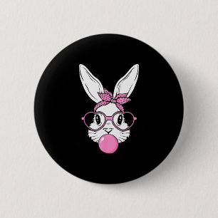 Badge Rond 5 Cm Lapin mignon visage de lapin avec lunettes de coeu