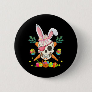 Badge Rond 5 Cm Lapin Pirate Crâne Nœud Papillon Chasse de Pâques
