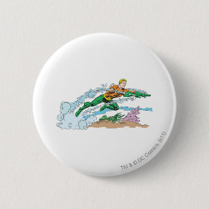 Badge Rond 5 Cm L'Aquaman saute sur Coral