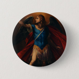 Badge Rond 5 Cm L'Archange Michel par Cavaliere d'Arpino