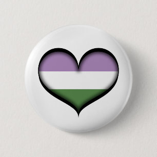 Badge Rond 5 Cm Large Vector Heart in Genderqueer Pride Flag Color