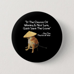 Badge Rond 5 Cm L'Art Du Joueur De Mèmes De Guerre Jouant Samurai 