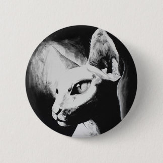 Badge Rond 5 Cm L'art du portrait de chat Sphynx sans poils
