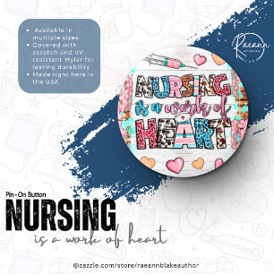Badge Rond 5 Cm L'Art Infirmier : Un Travail du Cœur Bouton