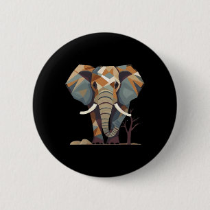 Badge Rond 5 Cm L'Art Stylisé Des Fans D'Éléphants Sauvez Les Elép