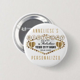 Badge Rond 5 Cm Las Vegas Style Anniversaire - Personnaliser
