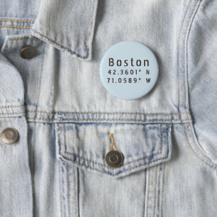 Badge Rond 5 Cm Latitude Longitude de Boston