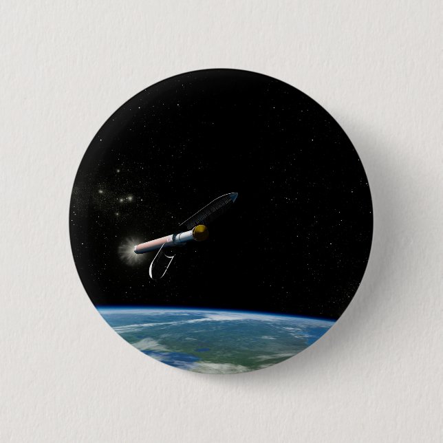 Badge Rond 5 Cm L'Atlas V541 Lance Le Véhicule En Orbite. (Devant)